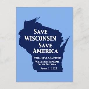 Carte Postale Vote Crawford pour la Cour suprême du Wisconsin