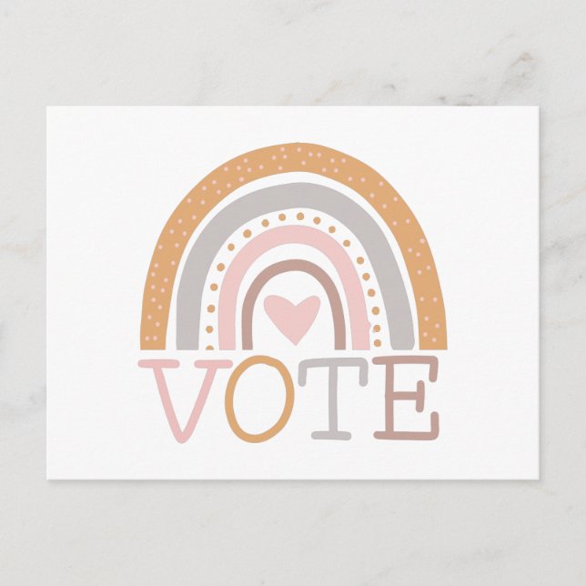 Carte Postale Vote | Cute Pastel Rainbow Text Design (Devant)