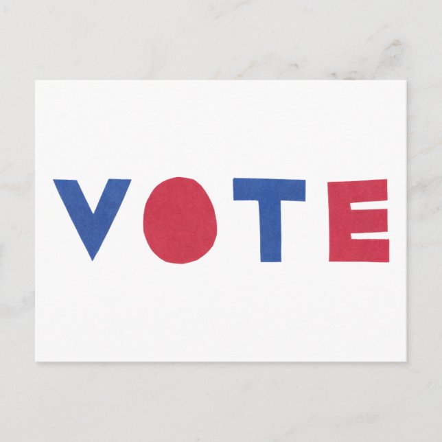 Carte postale VOTE de conception de lettres bloc (Devant)