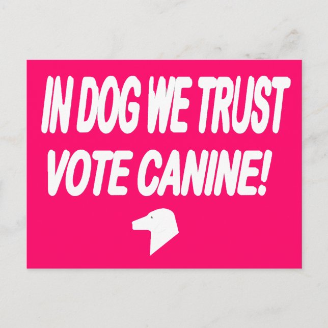 Carte Postale Vote Dog with White Text (Devant)