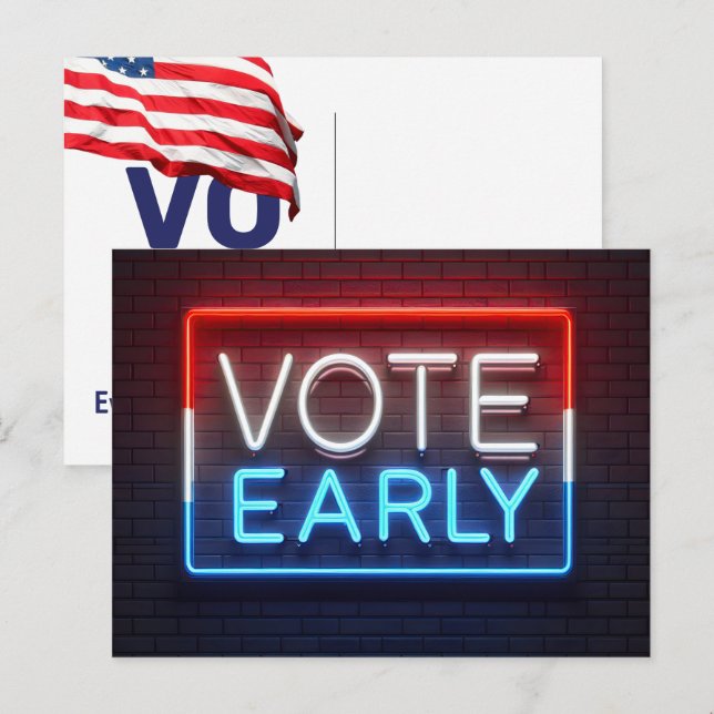 Carte Postale Vote Early Neon Connexion Brick (Devant / Derrière)