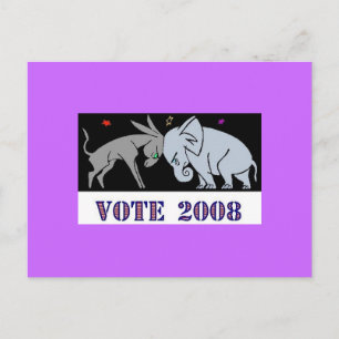 CARTE POSTALE VOTE EN 2008 POSTCARD DÉMOCRATE POLITIQUE RÉPUBLIC
