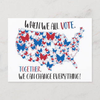 Carte Postale Vote Ensemble Nous Changeons Tout, Rouge Blanc Ble