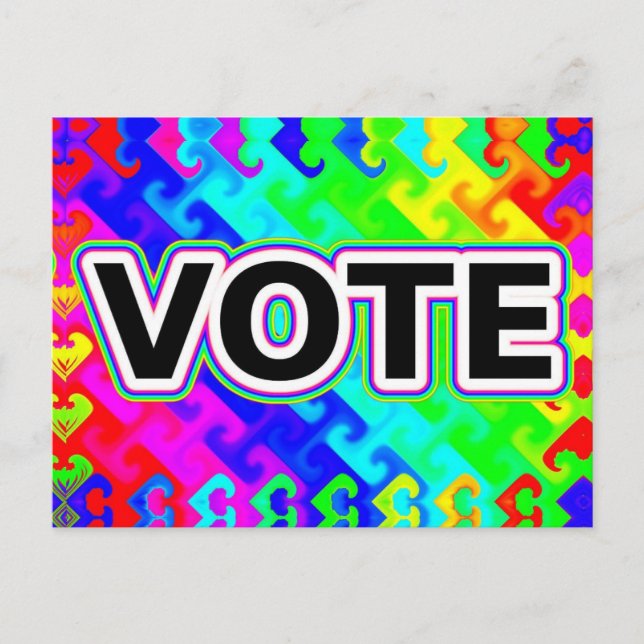 Carte Postale VOTE (Fond de vague arc-en-ciel) (Devant)