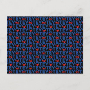Carte Postale Vote hope rouge noir bleu moderne typographie moti