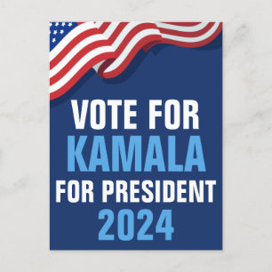Carte Postale Vote Kamala Harris pour l'élection bleue du présid