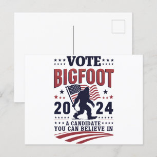 Carte Postale Vote Pour Le Président De Bigfoot 2024 Sasquatch