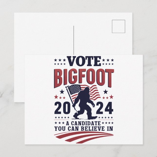 Carte Postale Vote Pour Le Président De Bigfoot 2024 Sasquatch (Devant / Derrière)
