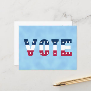 Carte Postale VOTE Rouge blanc et bleu (étoiles)