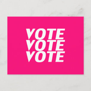 Carte Postale "Vote vote" hot rose, magenta, fuchsia, blanc