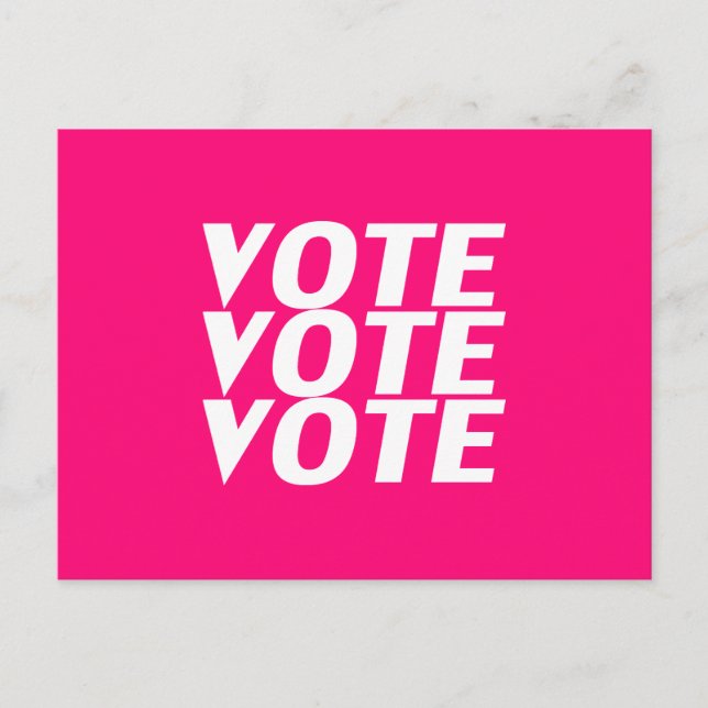Carte Postale "Vote vote" hot rose, magenta, fuchsia, blanc (Devant)