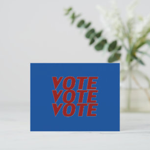 Carte Postale Vote vote vote typographie moderne bleue et rouge