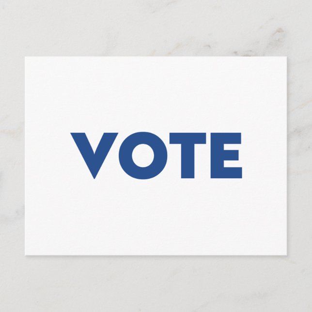 Carte Postale Voter blanc bleu moderne typographie simple (Devant)