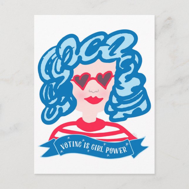 Carte Postale Voter est la jeune fille Power Blue Hair Lady (Devant)