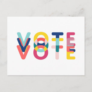 Carte Postale Voter Multicolore Arc-en-ciel moderne bleu jaune