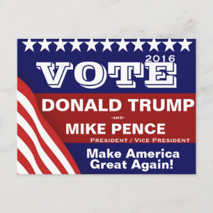 Carte Postale Votez Donald Trump et Mike Pence