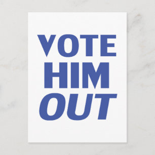 Carte Postale Votez-le de la typographie moderne blanche et bleu