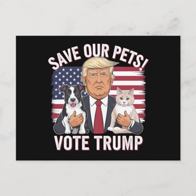 Carte Postale Votez Trump Sauvez Nos Animaux Chats Chiens 2024 E (Devant)