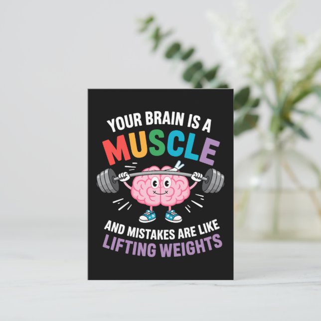Carte Postale Votre cerveau est un muscle - Citation de l'état d (Debout devant)