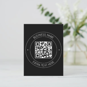 Carte Postale Votre code QR & Texte modifiable Noir & Blanc