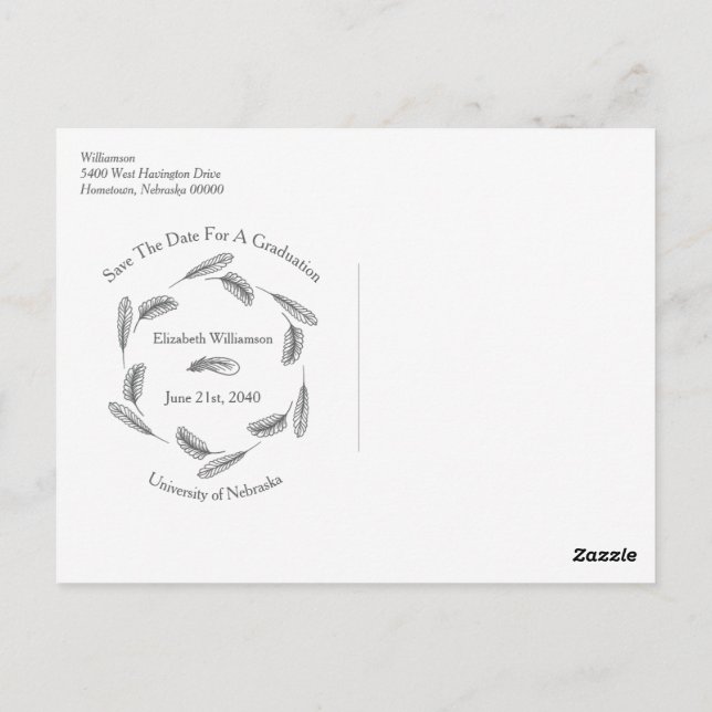 Carte Postale Votre Diplôme Photo Image Enregistrer La Date Boho (Dos)