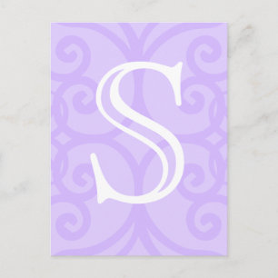 Carte Postale Votre Lettre. Personnalisé. Monogramme Lilac Purpl
