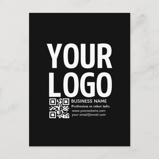 Carte Postale Votre logo avec code QR et texte modifiables  (Devant)