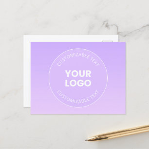 Carte Postale Votre logo Dégradé ombré lavande subtil