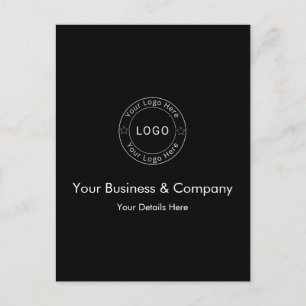 Carte Postale Votre logo d'entreprise sur noir personnalisé