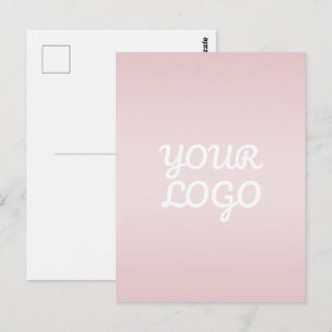 Carte Postale Votre logo & Élégant Ombré Rose Blush Moderne