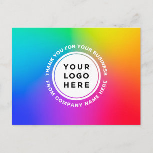 Carte Postale Votre logo et texte arc-en-ciel remerciement perso