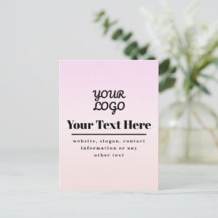 Carte Postale Votre logo et texte   Ombré rose et pêche
