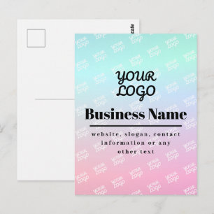 Carte Postale Votre logo + motif de logo et ombre colorée