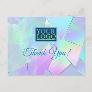 Carte Postale Votre logo, nom commercial, Turquoise & violet Iri