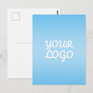 Carte Postale Votre logo & ombre simple moderne   Bleu clair