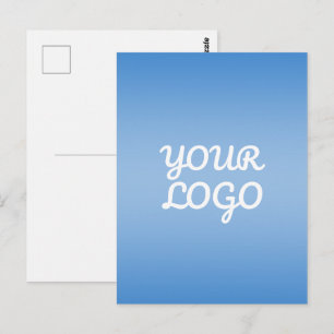 Carte Postale Votre logo & ombre simple moderne Bleu clair