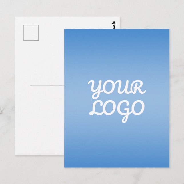 Carte Postale Votre logo & ombre simple moderne | Bleu clair (Devant / Derrière)