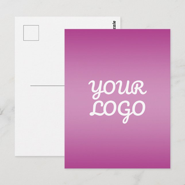 Carte Postale Votre logo & ombre simple moderne | Violet (Devant / Derrière)