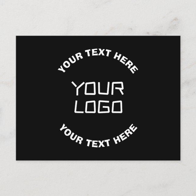 Carte Postale Votre logo ou image et texte modifiable | Noir & B (Devant)