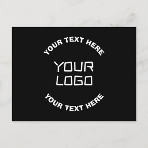 Carte Postale Votre logo ou image et texte modifiable Noir et