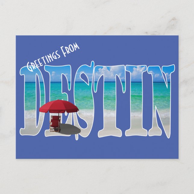 Carte Postale Votre Logo Salutations De Destin Beach Typographie (Devant)