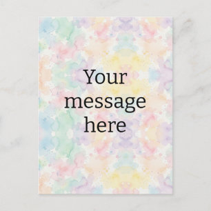Carte Postale Votre message ici monogramme pastel arc-en-ciel co