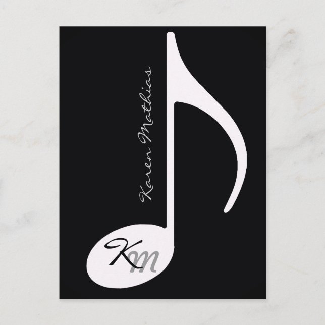 Carte Postale votre noir nommé de note de musique (Devant)