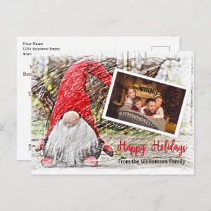 Carte Postale Votre Photo Avec Noël Gnome Joyeux Fêtes