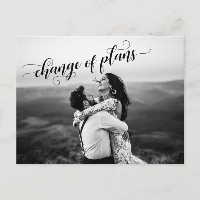 Carte Postale Votre photo + Changement de plan Reporté Mariage (Devant)
