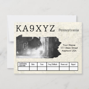 Carte Postale Votre photo Pennsylvania Formé Coupe QSL personnal