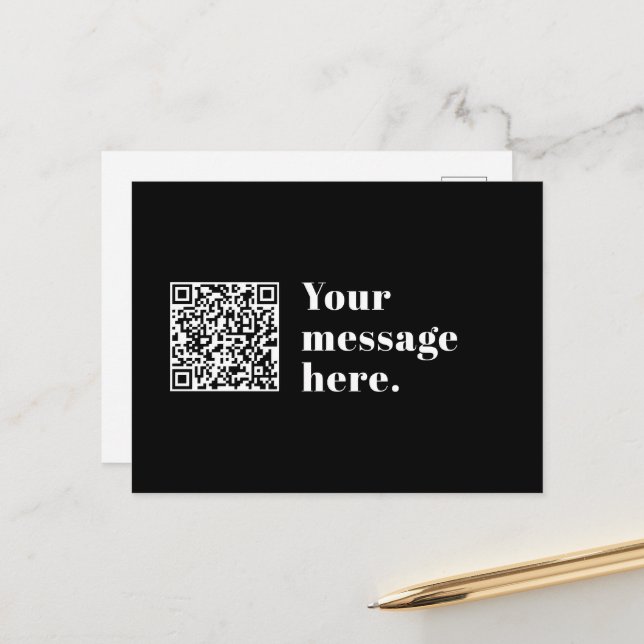 Carte Postale Votre propre code QR téléchargé & Texte Rétro Modi (Devant/Arrière en situation)