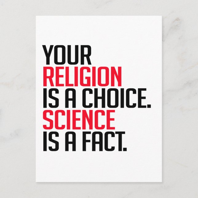 Carte Postale Votre religion est un choix et la science est un f (Devant)