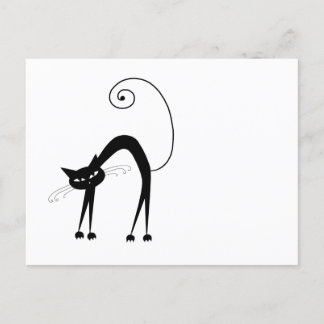 Carte Postale Votre texte - Caractère Chat Noir Pose 2