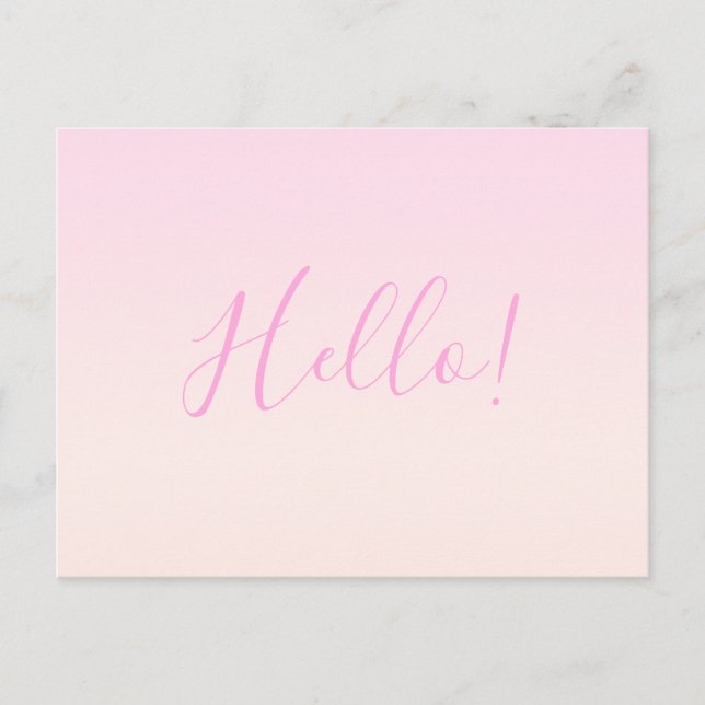 Carte Postale Votre texte | Élégant Script & Soft Blush Pink Omb (Devant)